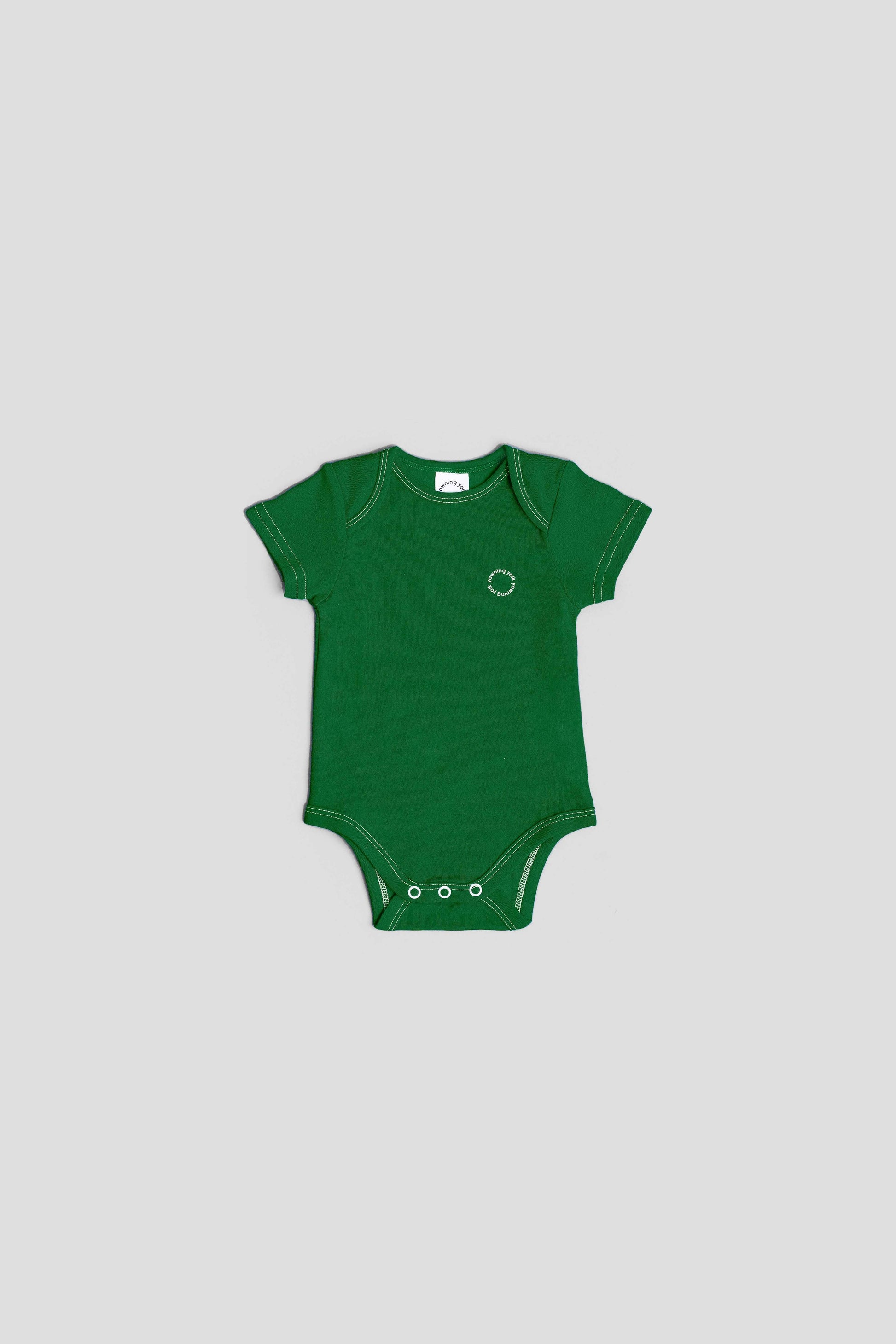 Yawning yolk  infant bodysuit jumpsuit in organic cotton amazon green