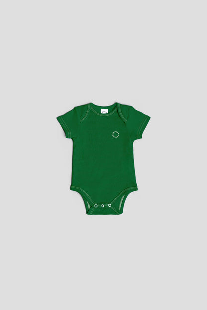 Yawning yolk  infant bodysuit jumpsuit in organic cotton amazon green