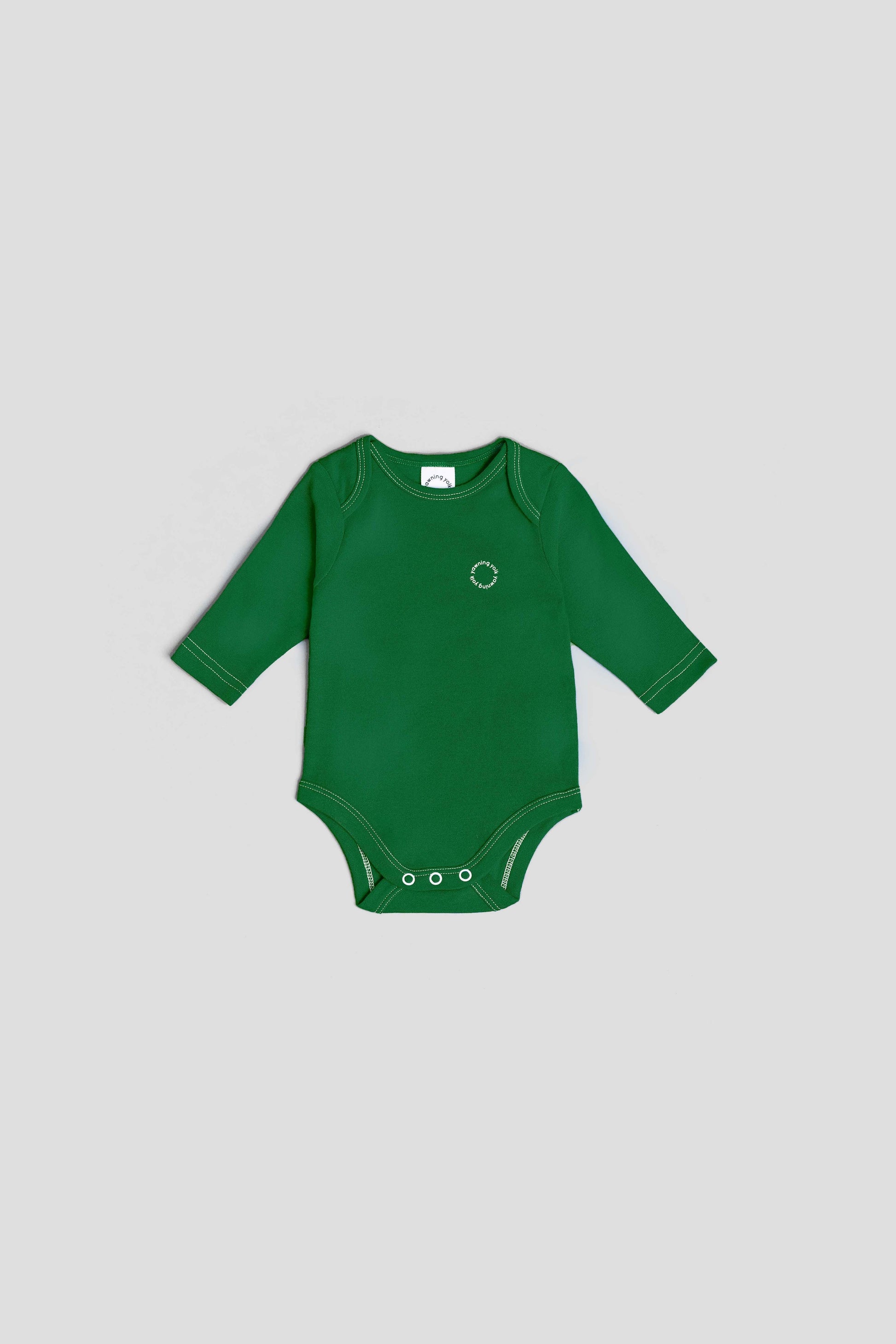 Yawning yolk  infant long bodysuit jumpsuit in organic cotton amazon green