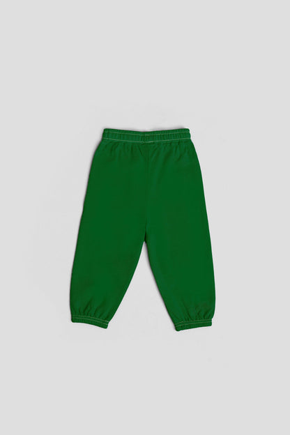 Yawning yolk  infant trousers in organic cotton amazon green