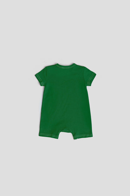 Yawning yolk  infant romper jumpsuit in organic cotton amazon green