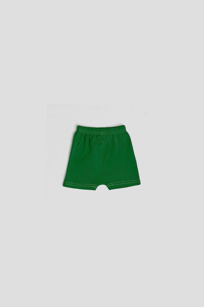 Yawning yolk  infant biker shorts in organic cotton amazon green