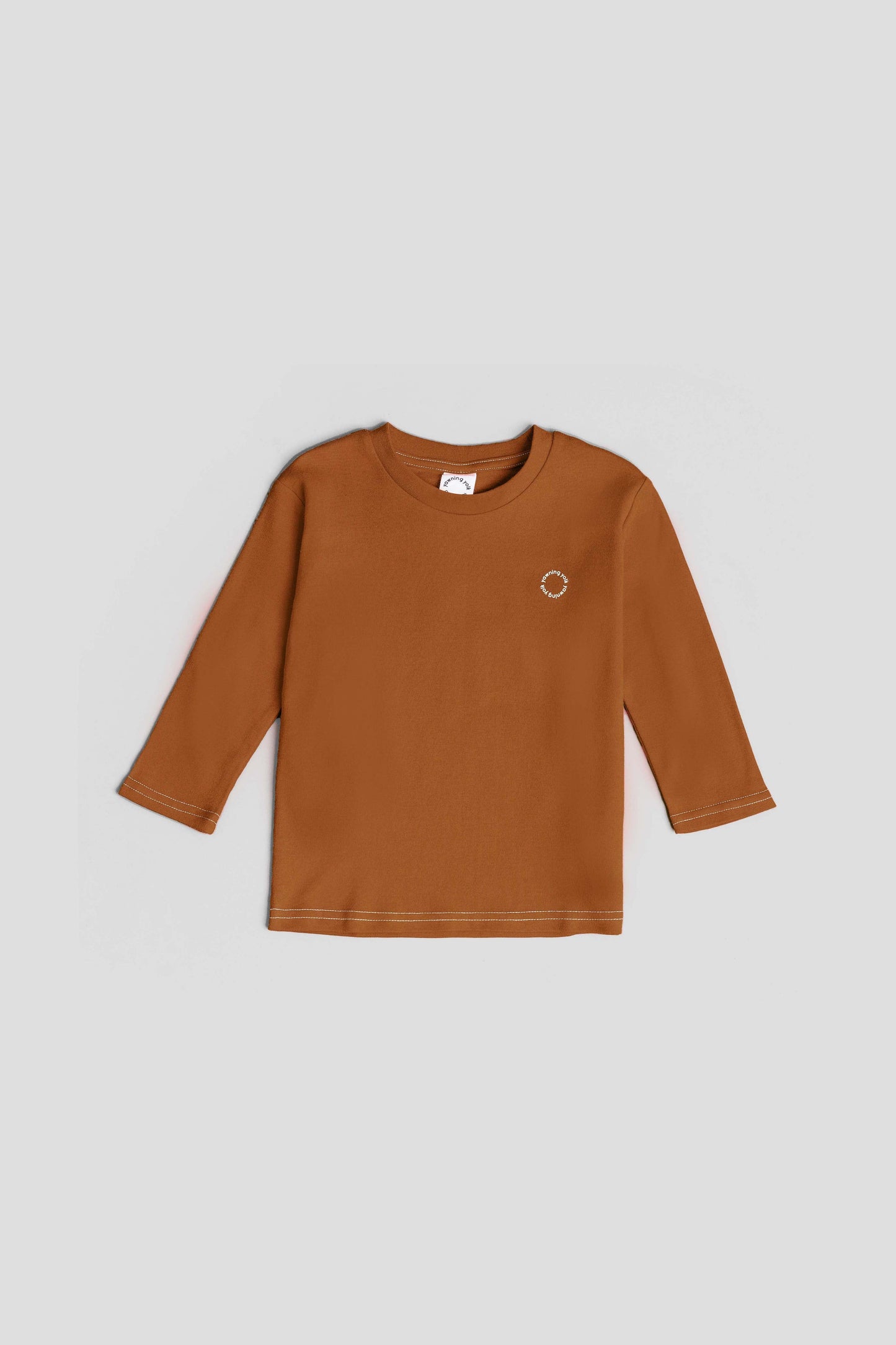 Yawning yolk  toddler long t-shirt in organic cotton amber brown