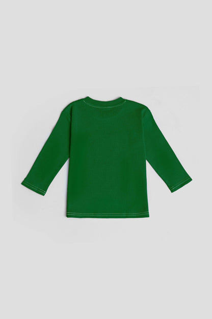 Yawning yolk  toddler long t-shirt in organic cotton amazon green