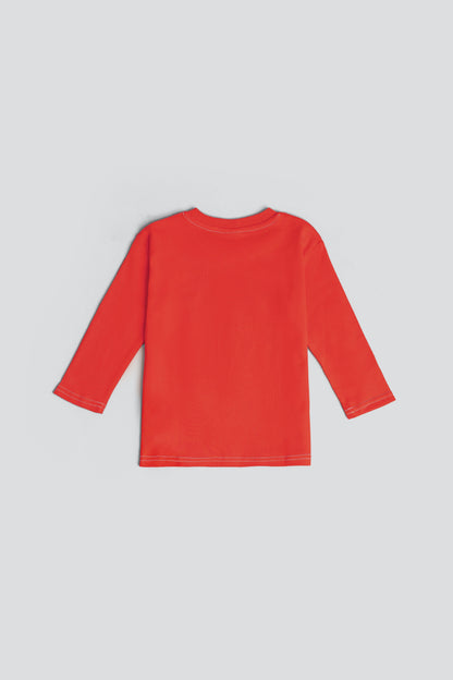 Long T-Shirt in Organic Cotton - Fiery Red